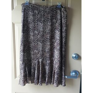 Emma James Leopard Print Crinkle Maxi Skirt Ruffle Hem 14P